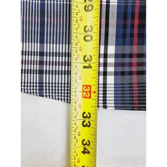 Kirkland Signature Size XL Men's White Burgundy Black Check Long Sleeve Shirt - Picture 8 of 10